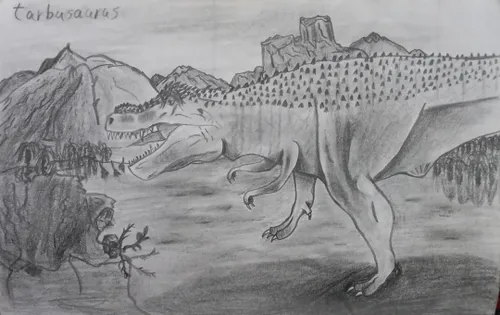 نقاشی رحمان مقدم ( دایناسور  تاربوزاروس ) و هوش مصنوعی