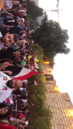پرچم های ایران و محور مقاومت در جشن پیروزی #بشار_اسد