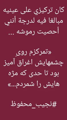 كان تركيزي على عينيه مبالغا فيه لدرجة أنني أحصيت رموشه ..