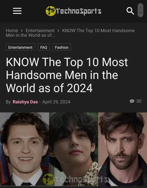 برترین مردان خوشتیپ جهان در سال2024 به نقل از تکنواسپورت