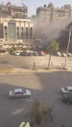 ویدیویی از ساختمان کنسولگری ایران در دمشق که هدف جنگنده‌ه
