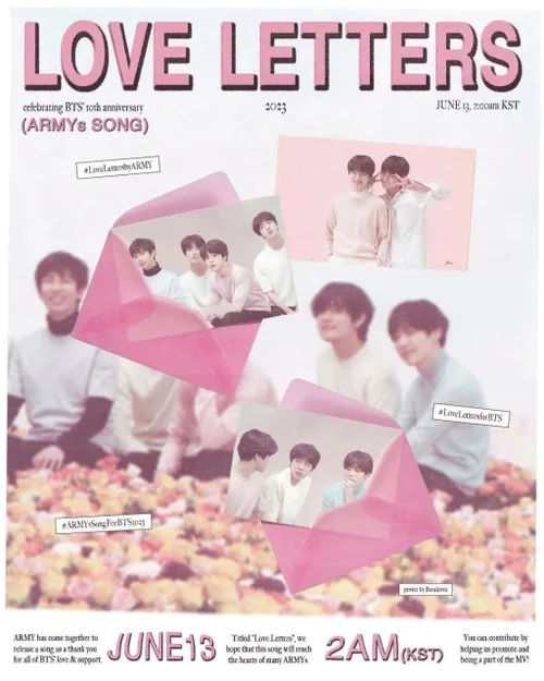 پوستر موزیک "Love letters" به مناسبت دهمین سالگرد بی تی ا