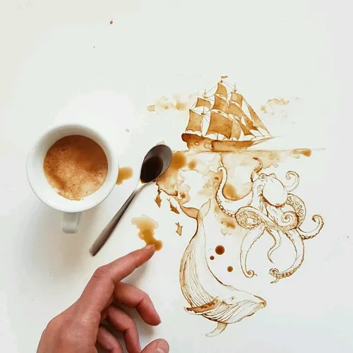هنرنمایی های زیبا و خلاقانه با قهوه ☕