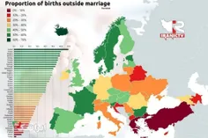 نسبت کودکان خارج از عرف ازدواج رسمی در کشورهای مختلف