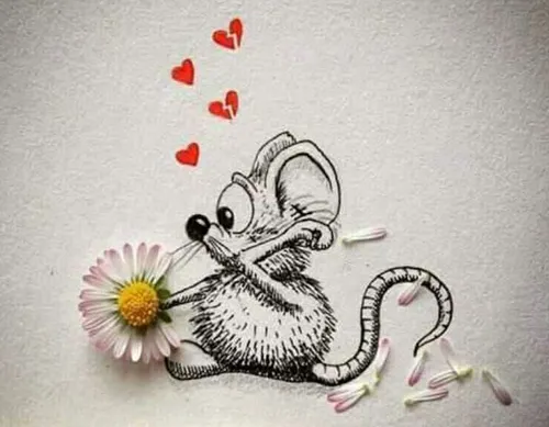 نقاشی خلاقانه بانمک موش گل کپی با ذکر صلوات جهت سلامتی و 