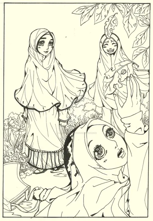 draw moe muslim girl hijab