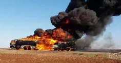 کاروان کامیون های نفتی داعش، امروز توسط جنگنده های روسیه 