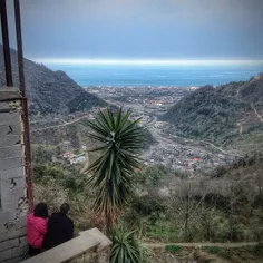 A couple hanging out in quite hills overlooking Caspian c