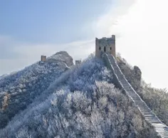 نمای هوایی دیوار بزرگ سیماتای پوشیده از برف در پکن  چین