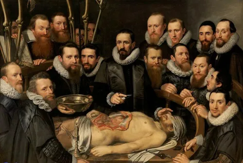 کلاس درس آناتومی دکتر Pieter van Mierevelt سال 1617، هلند