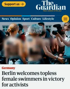 برلین برای پیروزی فعالان از شناگران زن برهنه‌ استقبال می‌کند