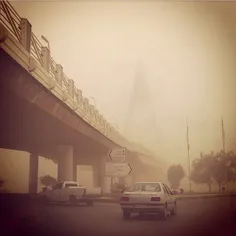 A view of #Ahwaz as a dust storm sweeps through the city 