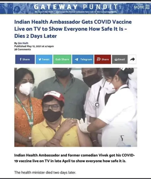 🔴 سفیر سلامت هند در پخش زنده تلویزیونی، واکسن کووید ۱۹ را