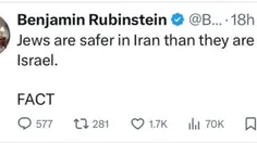 توییت یک آمریکایی ور واکنش به  حضور  یهودیان ایران در