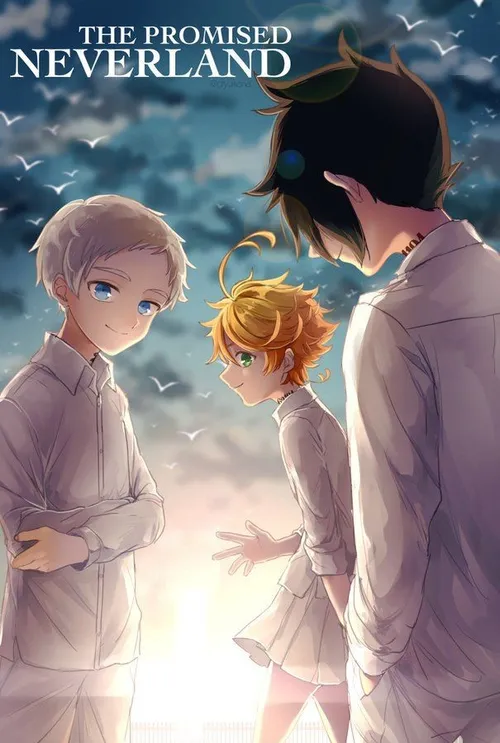 anime the promised neverland ray ema norman boy girl dark