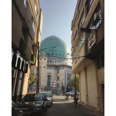 The dome of Hoseiniye Ershad on Shariati is seen from a n