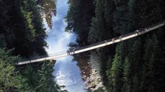 عکس پل معلق و هیجان انگیز کاپیلانو ونکوور بر روی رودخانه 