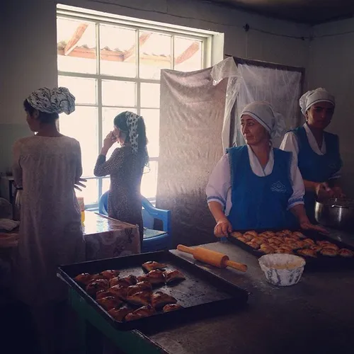 Women working at the startup bakery in Shartuz, in South 
