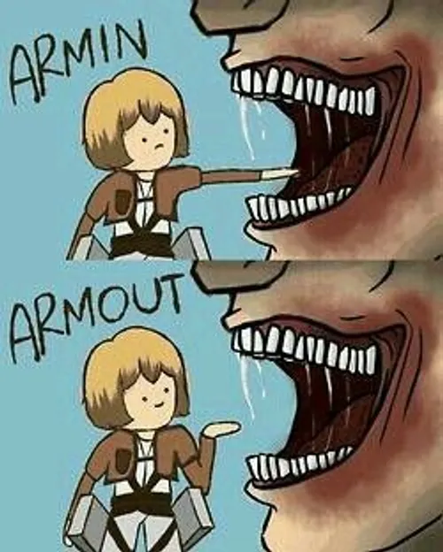 in and out😐 😂 😂 😂 attack on titan armin