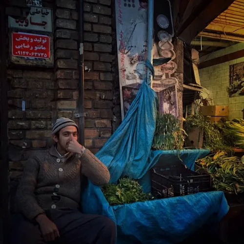 Portrait of a fruit and vegetable salesman in Tabriz, Ira
