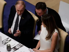 پوتین در کنار بانوی اول آمریکا در مراسم شام رهبران گروه ۲