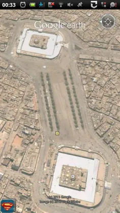 نقشه هوایی از گوگل ارث( کربلای معلا. ببین الحرمین)