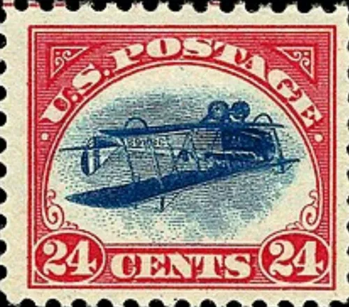 "جنی معکوس" اسم این تمبره که سال 1918تصویر هواپیما روی او