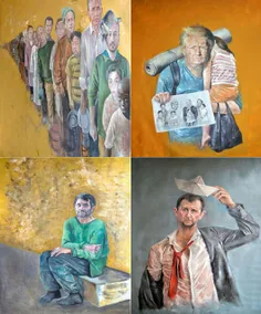 نقاشی های عبدالله العمر پناهنده سوری از سیاست مداران دنیا
