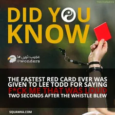 سریعترین#کارت_قرمز تاریخ را لی تاد گرفته است! هنگامی که د