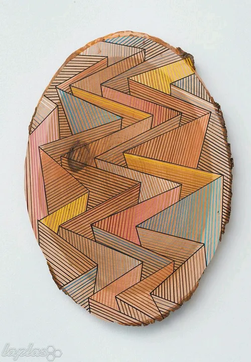 نقاشی های هندسی روی قطعات دور ریختنی درخت Jason Middlebro