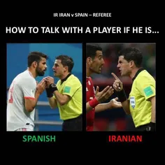 تبعیض رفتار داور اوروگوئه ای بین بازیکنان ایران و اسپانیا