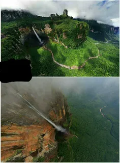 آبشار آنجل، بلندترین آبشار دنیا به ارتفاع ۹۷۹ متر است که 