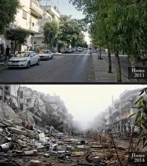 خیابانی در حمص سوریه 2011 و 2014