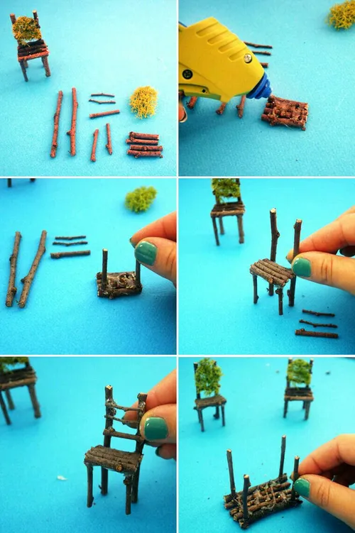 🌟 میتونی با شاخه های کوچولو یه صندلی گوگولی مگولی مینیاتو