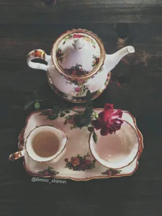 لذت یه چاے دونفره تو فنجوناے گݪ سرخـے مادربزرگ☕️🌸#کپی🚫