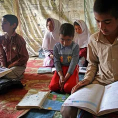 Nomad children studying at a school in Balvard village, #