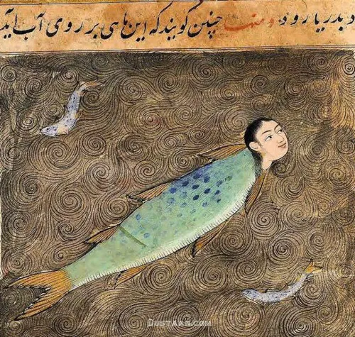 تصویری جالب از پری دریایی در کتاب عجایب مخلوقات نوشته محم