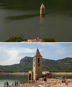 خشکسالی بی‌سابقه در اسپانیا یک کلیسای قدیمی به زیر آب رفت