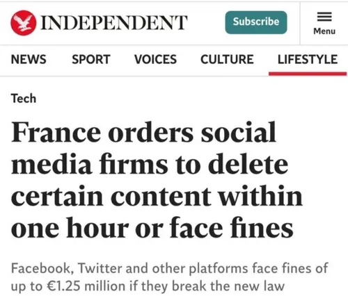 ⭕️در فرانسه پلتفرم ها را فیلتر نمی کنند؟ بله. چون طبق قان