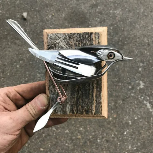خلاقیت قاشق چنگال چاقو پرنده های فلزی