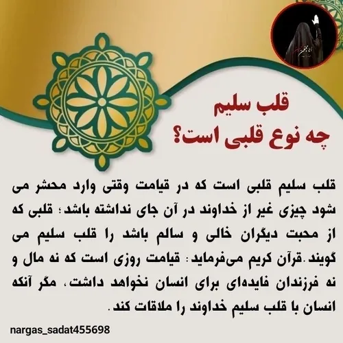 قلب سلیم قلبی است که در قیامت وقتی وارد محشر می شود💞🍃🌺 چی