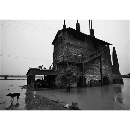 An abandoned brickyard off the road in a rainy day in Phu