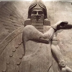 An Assyrian artifact is displayed at the Iraqi National M