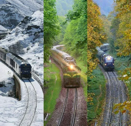 مسیر راه آهن مازندران در سه فصل مختلف