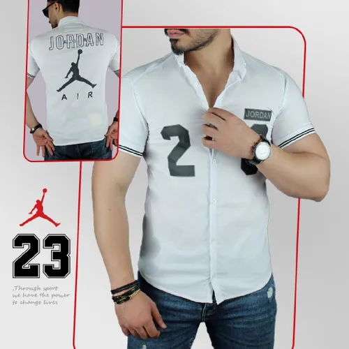🔸 پیراهن مردانه سفید جردن 23 مدل 1447