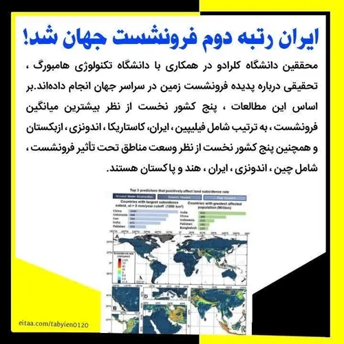 ایران رتبه دوم «فرونشست» جهان شد!