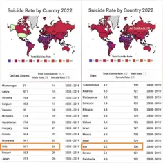 ♦️‌  آمریکا از شدت آزادی و رفاه، رتبه ۲۴ جهان تو خودکشیه!