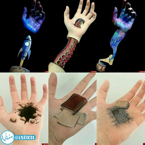 نقاشی های سه بعدی خیره کننده روی دست
