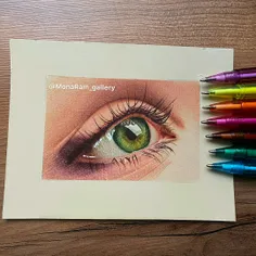 طراحی چشم با خودکار رنگی