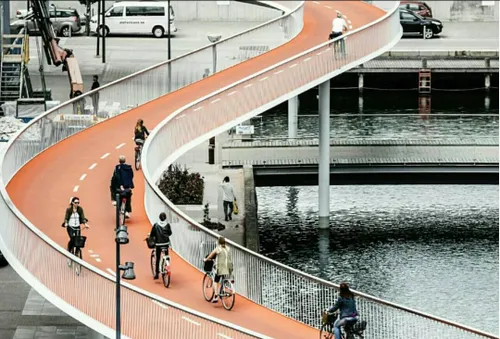 این پل برای عبور دوچرخه ها در کپنهاک،پایتخت دانمارک ساخته